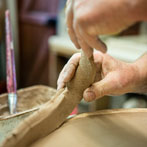 John Higgins at work in his studio 2018